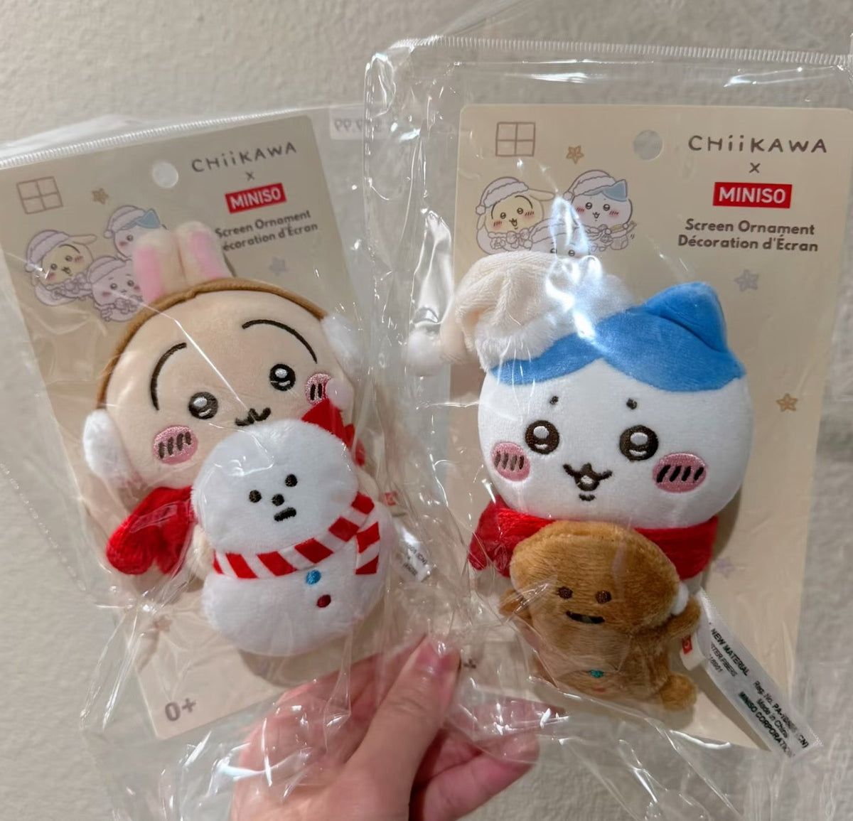 ChiiKawa X Miniso White Christmas Series | ChiiKawa Hachiware Usagi Momonga Christmas Style Computer Screen Monitor Desktop Plush Doll - Kawaii Items Room Decoration doll