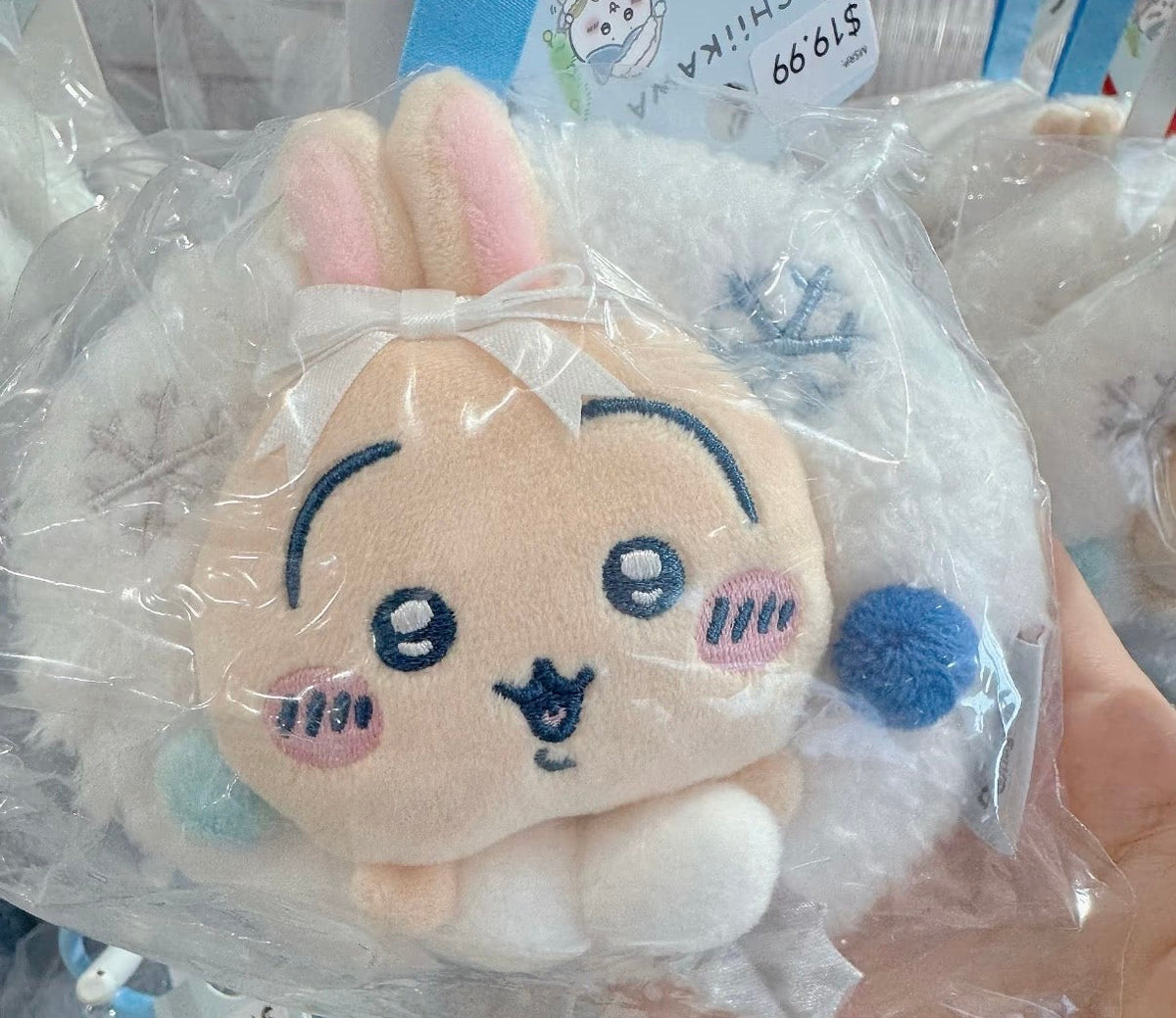 ChiiKawa X Miniso White Christmas Series | ChiiKawa Hachiware Usagi Momonga in Christmas Wreath Plush Doll Keychain - Kawaii Items Room Decoration doll
