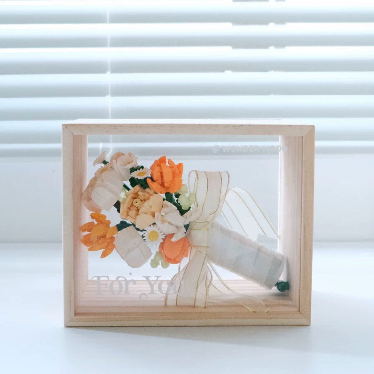 Block Building Romantic Flower Bouquet | Pink Rose Yellow Rose - with LED Lights Valentine Wedding Gift DIY Handmade Gift KawaiiGiftLand