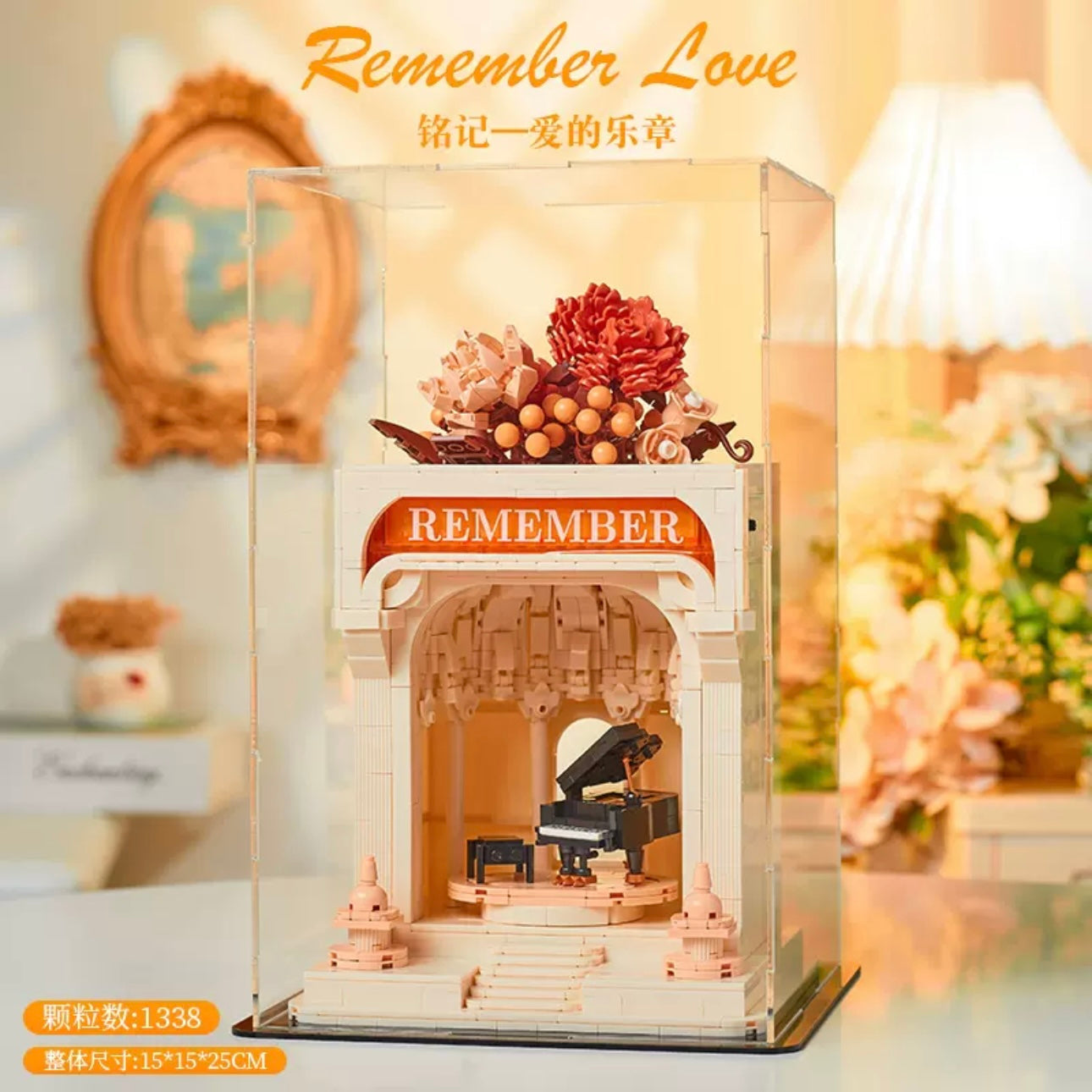 Mini Block Building Romantic Love Mark | Swan Paino - with LED Lights DIY Valentine Wedding Handmade Gift KawaiiGiftLand