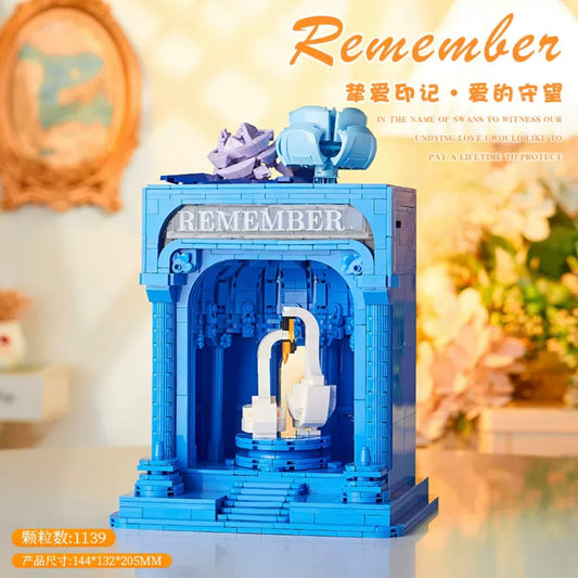 Mini Block Building Romantic Love Mark | Swan Paino - with LED Lights DIY Valentine Wedding Handmade Gift KawaiiGiftLand