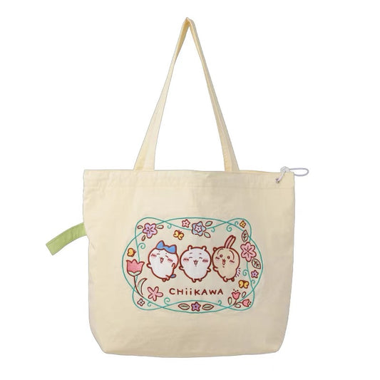 ChiiKawa X Miniso | ChiiKawa Hachiware Usagi Cute Embroidery Wreath Tote Bag - Kawaii Items Room Decoration