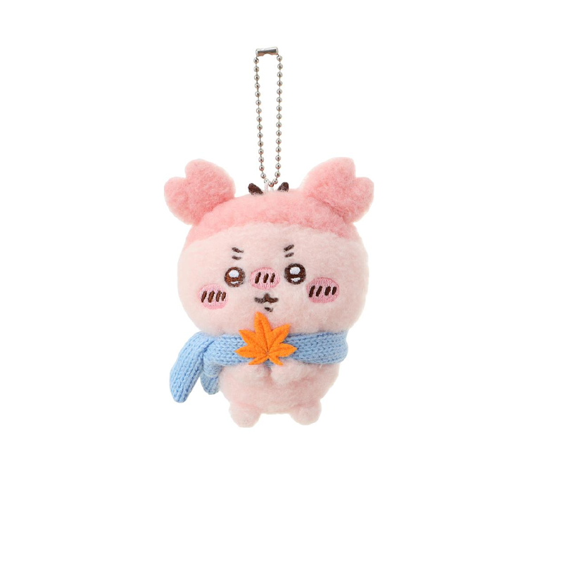 ChiiKawa X Miniso Fluffy Bear Series | ChiiKawa Hachiware Usagi Momonga Crab Wearing Scarf Holding Maple Leaf Cute Plush Doll Keychain - Kawaii Items Room Decoration Doll