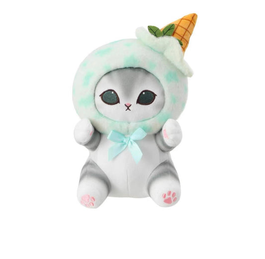 Miniso X Mofusand Ice Cream Series | Mofusand Cat in Ice Cream Cone Costume Sitting Cute Plush Doll - Kawaii items Room Decoration Doll