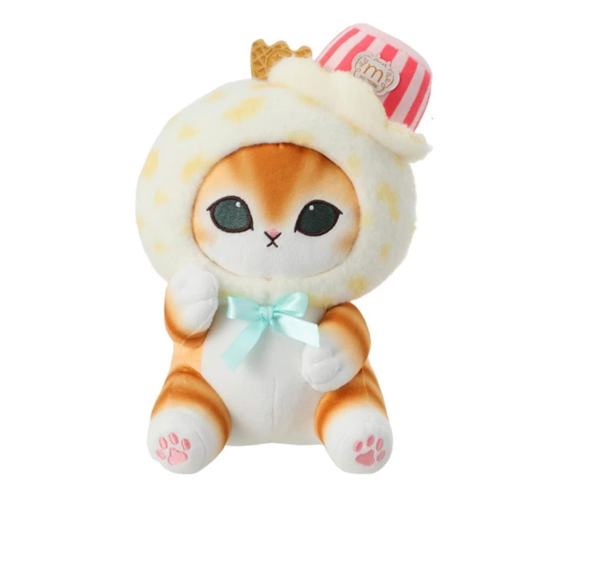 Miniso X Mofusand Ice Cream Series | Mofusand Cat in Ice Cream Cone Costume Sitting Cute Plush Doll - Kawaii items Room Decoration Doll