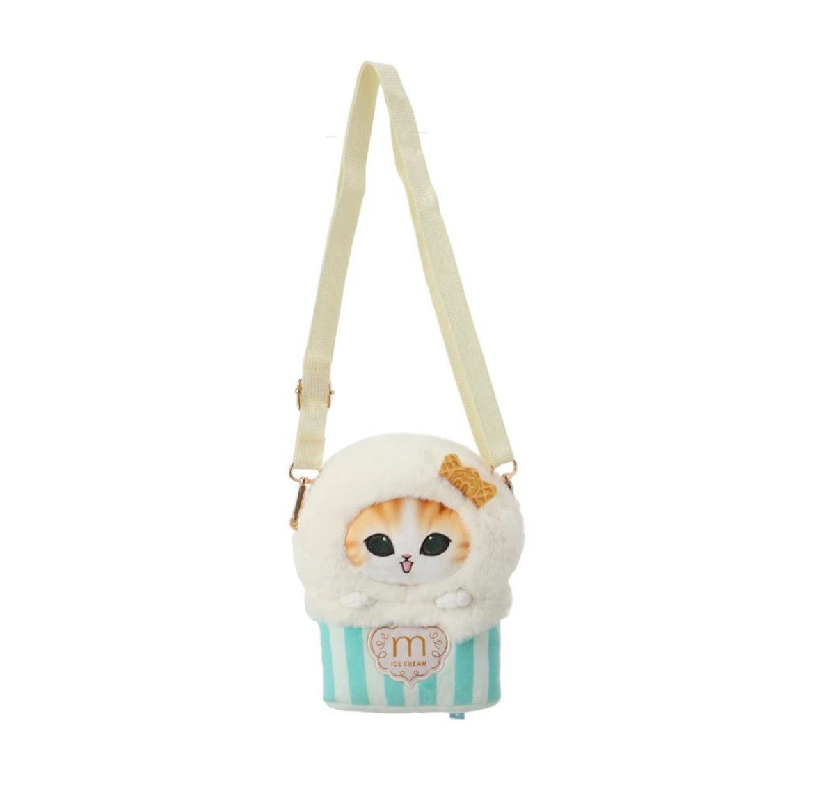 Miniso X Mofusand Ice Cream Series | Mofusand Cat in Ice Cream Cone and Cup Costume Cute Plush Doll Crossbody Bag - Kawaii items Room Decoration