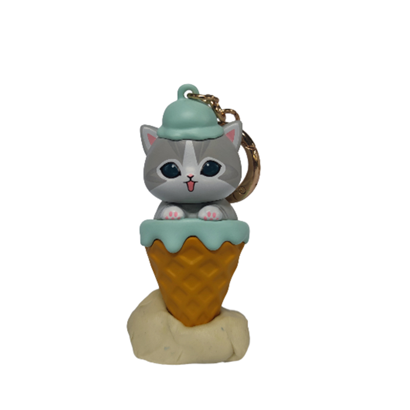 Miniso X Mofusand Ice Cream Series | Mofusand Cat in Ice Cream Cone Costume Cute Plastic Doll Keychain - Kawaii items Room Decoration