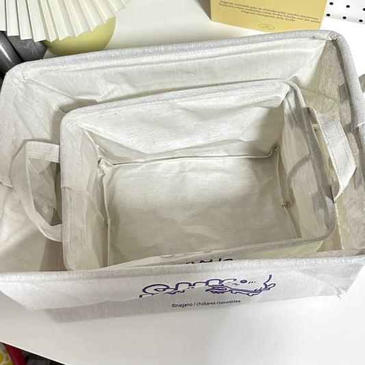 Japanese Cartoon ChiiKawa Cloth Fabric Storage Fold Basket | ChiiKawa Hachiware - Kawaii Room Decoration items Cute ThingsJapanese Cartoon ChiiKawa Cloth Fabric Storage Fold Basket | ChiiKawa Hachiware - Kawaii Room Decoration items Cute Things