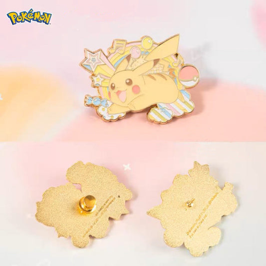Pokemon Pastel Rainbow Metal Pins - Pikachu Eevee Scorbunny Ponyta Morpeko KawaiiGiftLand