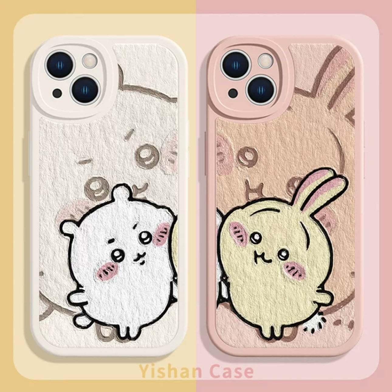Japanese Cartoon ChiiKawa TPU Leather | Couple Lovely Face Usagi - iPhone Case XS 11 12 13 14 15 16 Pro Promax mini SE2 SE3 KawaiiGiftLand