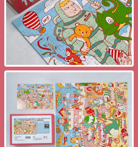 SOULPUZZ 1000 Pieces Puzzle | Funny Birthday Club - Birthday Party with Dinosaur Cute Animals Puzzle Difficulty Decompression Couples Trendy Gifts Home Decoration KawaiiGiftLand