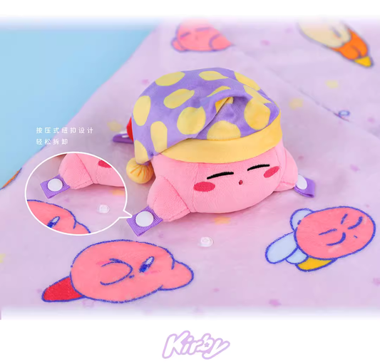 Kirby X Cute Studio | Kirby Sweet Dream Sleeping Plush Doll With Furry Blanket - Starkabi Poyo Kawaii items Room Decoration Doll KawaiiGiftLand