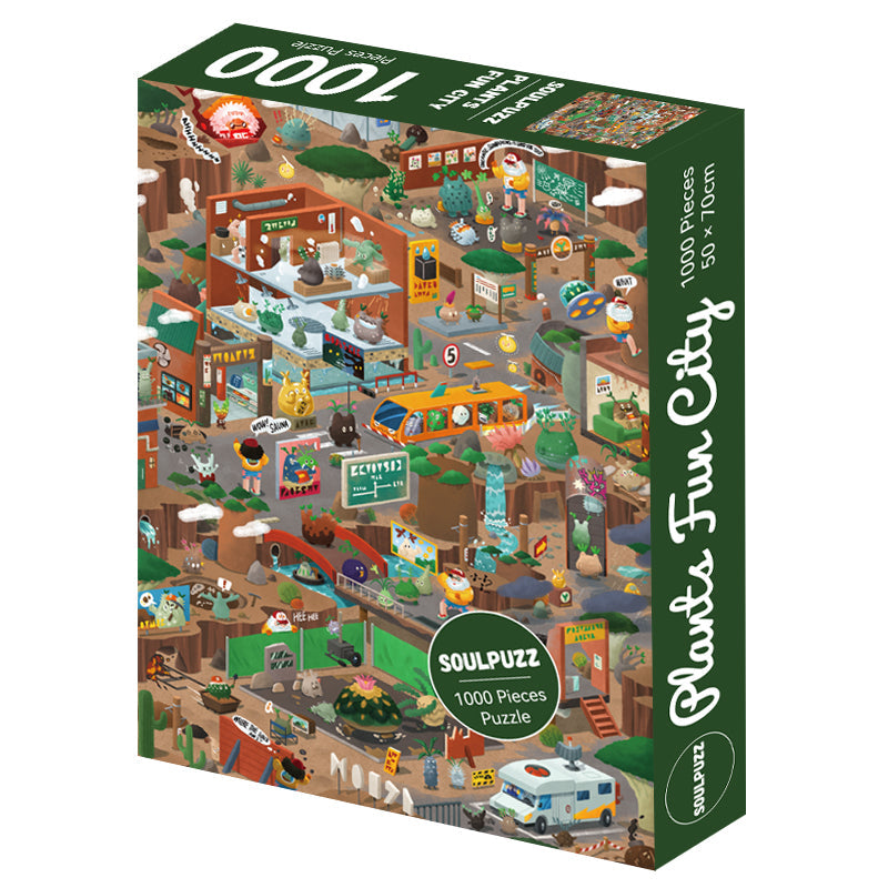SOULPUZZ 1000 Pieces Puzzle | Plants Fun City - Succulent Plants Cactus Funny Style Difficulty Decompression Couples Trendy Gifts Home Decoration KawaiiGiftLand