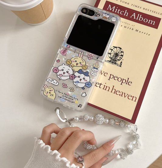 Cute Cartoon Chiikawa Peal Case | Cheer Up & Fast Food Party - Phone Case Samsung Galaxy Z Flip 3 4 5 6 KawaiiGiftLand