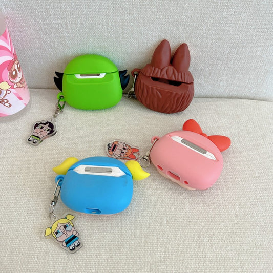 Cartoon Power Police Girls X Cry Baby Pink Blue Green - AirPods AirPodsPro AirPods3 AirPods4 Case