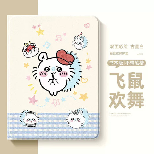 Japanese Cartoon ChiiKawa 360 Swivel Silicone iPad Case | Momonga Dance Happily - iPad Mini 4,5,6/ iPad Air 4/ iPad Pro KawaiiGiftLand