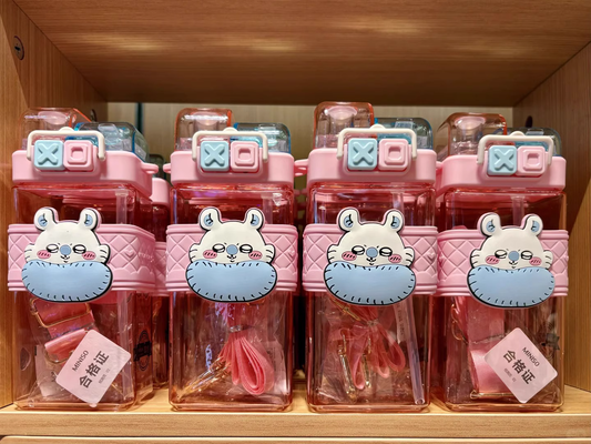 ChiiKawa X Miniso | Momonga Two Straw Cute 520mL Water Bottle - Kawaii Items Room Decoration KawaiiGiftLand