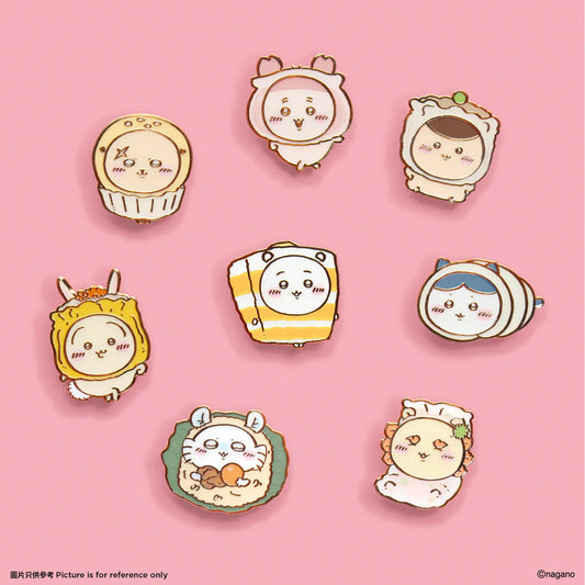 ChiiKawa Yum Cha Limited Series | ChiiKawa Hachiware Usagi Momonga Kurimanju Rakko Shisa Crab Cute Dim Sum Metal Pin Blind Mystery Box - Kawaii items Room Decoration