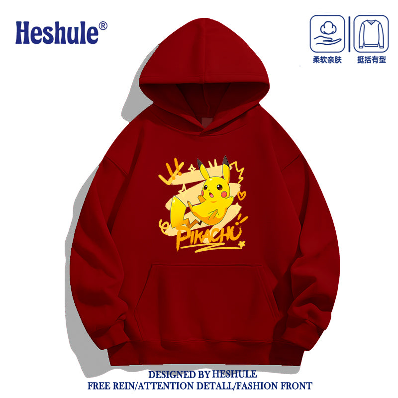 Japanese Cartoon Pokemon Casual Style Hoodie Series | Pikachu with Heart - Kawaii Fashion Items