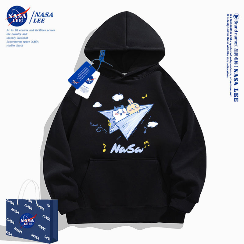 Japanese Cartoon ChiiKawa Casual Style Hoodie Series | Hachiware Usagi on Paper Airplane - Kawaii Fashion Items