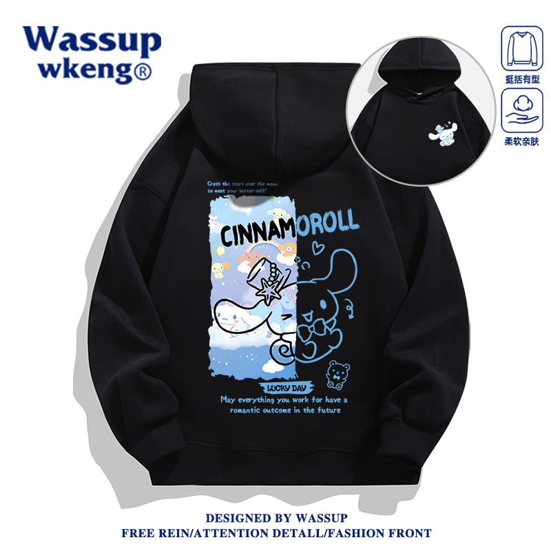 Japanese Cartoon Cinnamoroll Casual Style Hoodie Series | Cinnamoroll Rainbow Front & Back - Kawaii Fashion Items