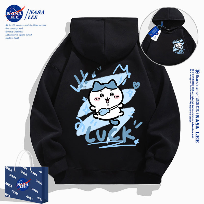 Japanese Cartoon ChiiKawa Casual Style Hoodie Series | Hachiware Luck Front & Back - Kawaii Fashion Items