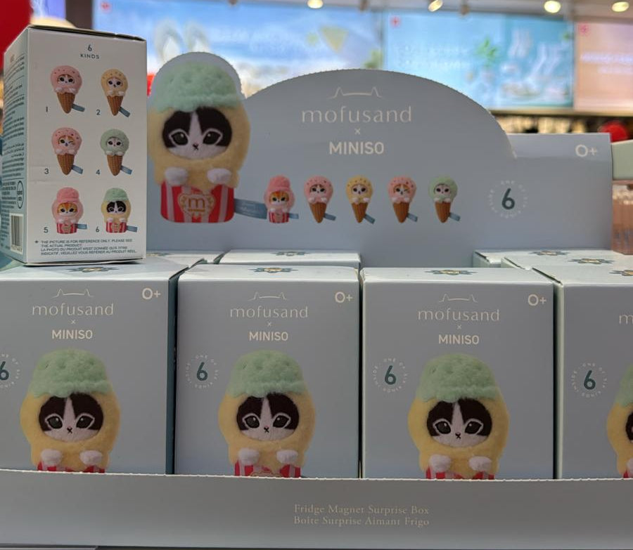 Miniso X Mofusand Ice Cream Series | Mofusand Cat with Ice Cream Cute Plush Doll Fridge Magnet Mystery Box - Kawaii items Room Decoration Doll Blind Box