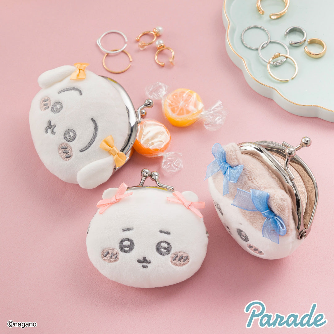 Japan ChiiKawa | ChiiKawa Hachiware Usagi Momonga Kurimanju Rakko Shisa Crab with Ribbon Cute Plush Doll Mini Purse - Kawaii items Room Decoration doll