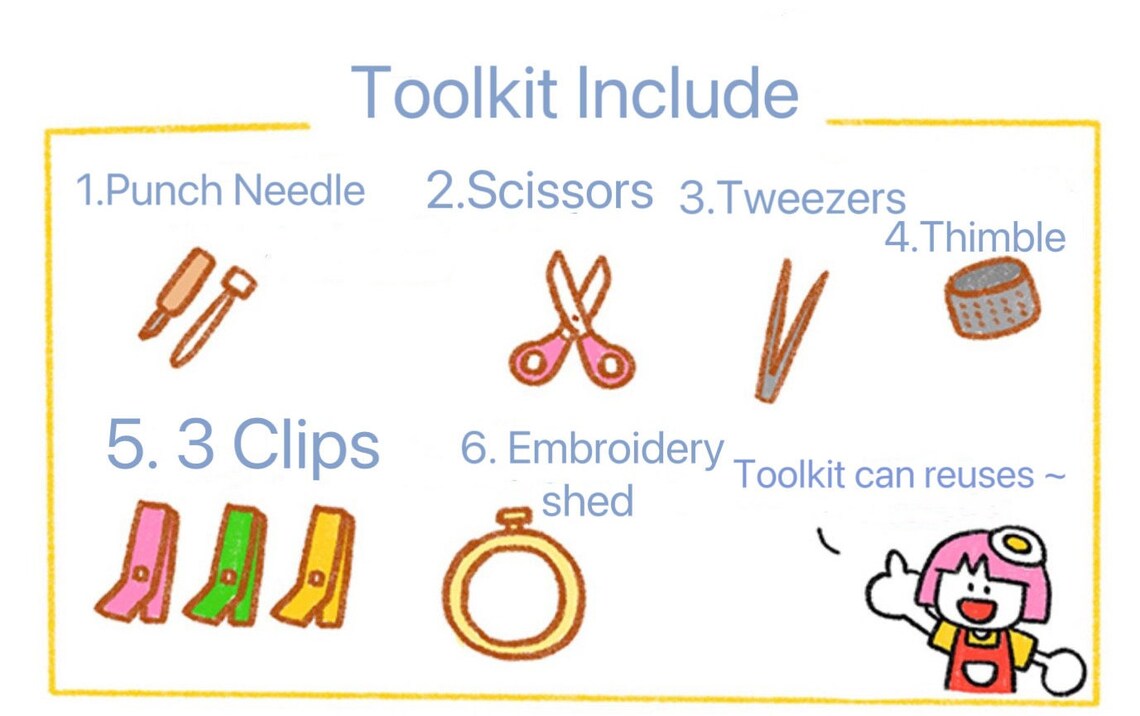 Animail Own Design Punch Needle Coaster DIY Kit with Yarn Set | Rabbit Tiger Cat Penguin Panda Frog Bear Dog Cow - All materials included KawaiiGiftLand