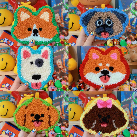 DOG Punch Needle Coaster DIY Kit with Yarn Set | Sphinx British Shorthair Moggie Tabby Siamese - All materials included KawaiiGiftLand