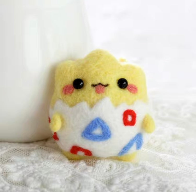 Handmade Wool Felt DIY Craft Kit Set | Pokemon Brooch - Pikachu Charmander Squartle Bulbasaur Eevee Togepi - Wool Felting KawaiiGiftLand