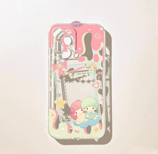 Japanese Cartoon Little Twin Stars with Dessert Photo Frame iPhone Case 6 7 8 PLUS SE2 XS XR X 11 12 13 14 15 16 Pro Promax 12mini 13mini KawaiiGiftLand