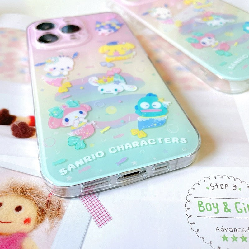 Sanrio Pastel Mermaid | My Melody Kuromi Cinnamoroll Pompompurin Pochacco Hangyodon iPhone Case 13 14 15 Pro Promax KawaiiGiftLand