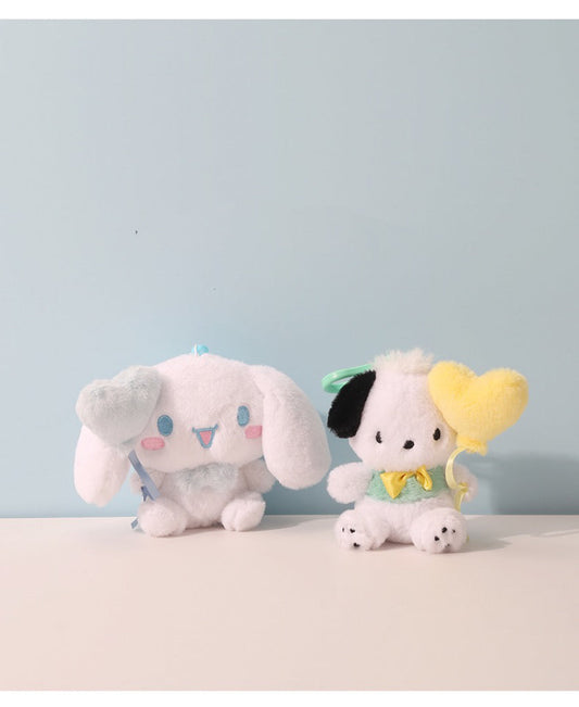 Sanrio Characters with Balloon Plush Doll Keychain | Hello Kitty My Melody Kuromi Cinnamoroll Pompompurin Pochacco KawaiiGiftLand