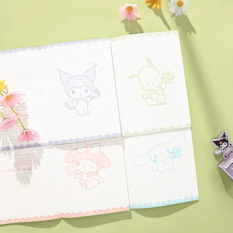 Sanrio Romantic Flower A5 B5 Notebook | My Melody Kuromi Cinnamoroll Pochacco - 40 Sheets - KawaiiGiftLand