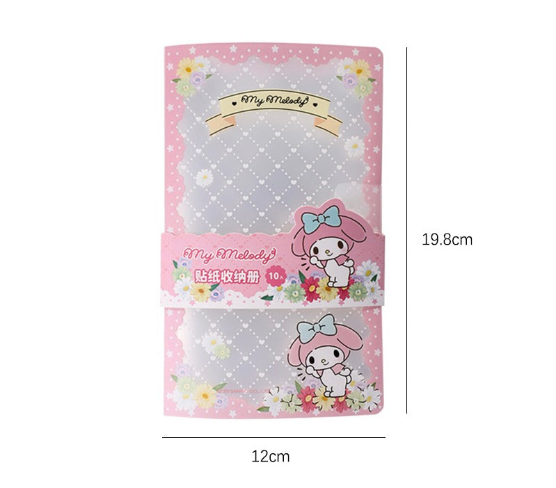 Sanrio Romantic Flower Stickers File Book | My Melody Kuromi Cinnamoroll Pochacco KawaiiGiftLand