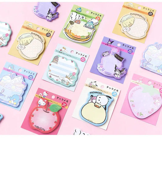 Sanrio Japan Mini Memo Pad | Hello Kitty My Melody Kuromi Cinnamoroll Pompompurin Pochacco Hangyodon Tuxedosam - 30Sheets