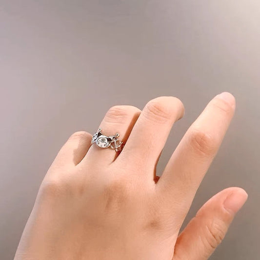 Sanrio Kuromi I.Love.Kuromi 925 Silver Ring with Ring Box KawaiiGiftLand