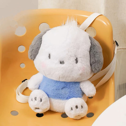 Sanrio Pochacco Big Fluffy Plush Doll Backpack KawaiiGiftLand