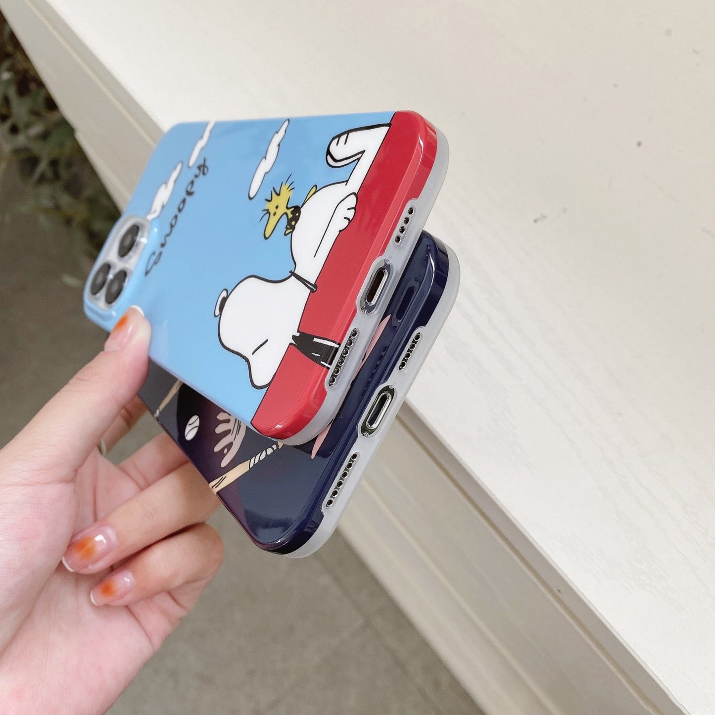 Cartoon Design Cute White Dog with Sky and Friends Charlie Black iPhone Case PLUS XS XR X 11 12 13 14 Pro Promax KawaiiGiftLand