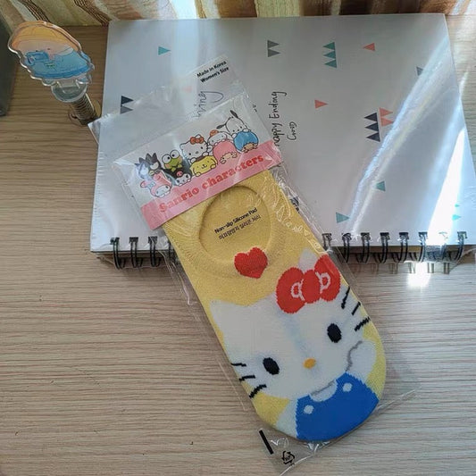 Sanrio Korea Low Cut Socks | Hello Kitty My Melody Kuromi Cinnamoroll Pompompurin Pochacco KeroKeroKeroppi Gudetama - Anti-off Female Socks KawaiiGiftLand