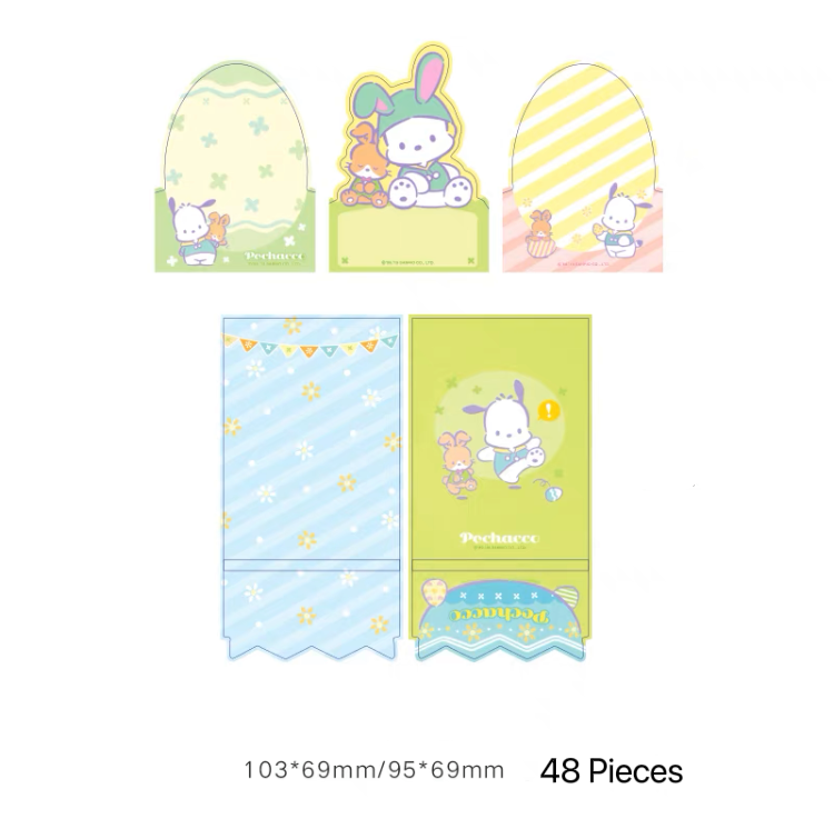 Sanrio Easter Bunny Memo Pad | Hello Kitty My Melody Kuromi Cinnamoroll Pompompurin Pocahcco - 3 Style 48 Sheets KawaiiGiftLand