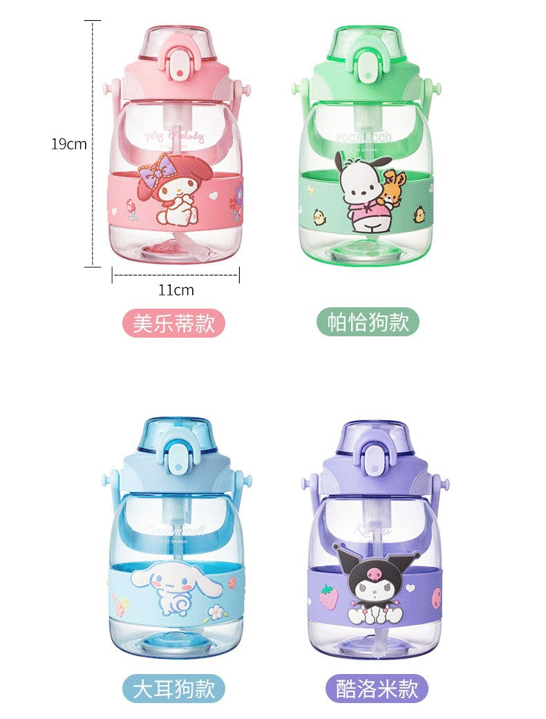 Sanrio 1200ml Big Water Bottle with Straw My Melody Kuromi Cinnamoroll Pochacco - for Cool Water KawaiiGiftLand
