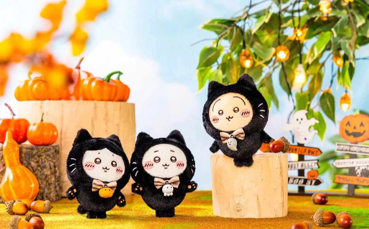 Japan ChiiKawa Halloween 2024 Series | ChiiKawa Hachiware Usagi Momonga Crab Black Cat and Pizza Plush Doll Keychain Kawaii items Room Decoration doll KawaiiGiftLand