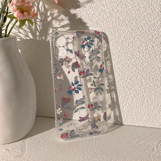 Bunnies & Strawberry Forest Style iPhone case Kawaii Lovely Cute Lolita iPhone 6 7 8 PLUS SE2 XS XR X 11 12 13 14 15 Pro Promax 12mini 13mini KawaiiGiftLand