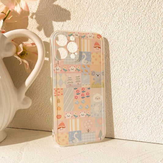 Patchwork Animals Forest Mori Style iPhone case Kawaii Lovely Cute Lolita iPhone 6 7 8 PLUS SE2 XS XR X 11 12 13 14 15 Pro Promax 12mini 13mini KawaiiGiftLand
