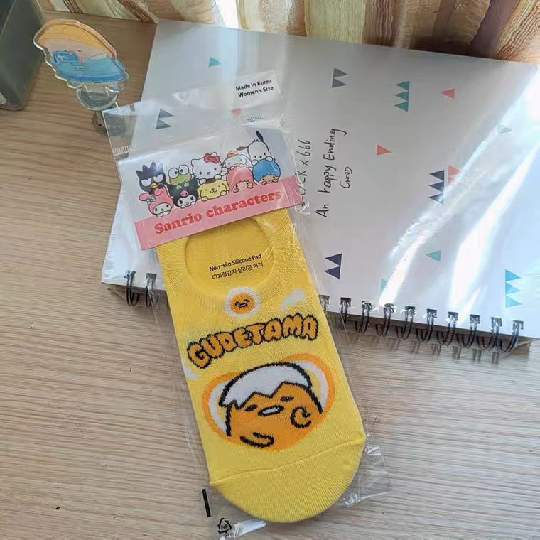 Sanrio Korea Low Cut Socks Heart | Hello Kitty My Melody Kuromi Cinnamoroll Pompompurin Pochacco KeroKeroKeroppi Gudetama - Anti-off Female Socks KawaiiGiftLand