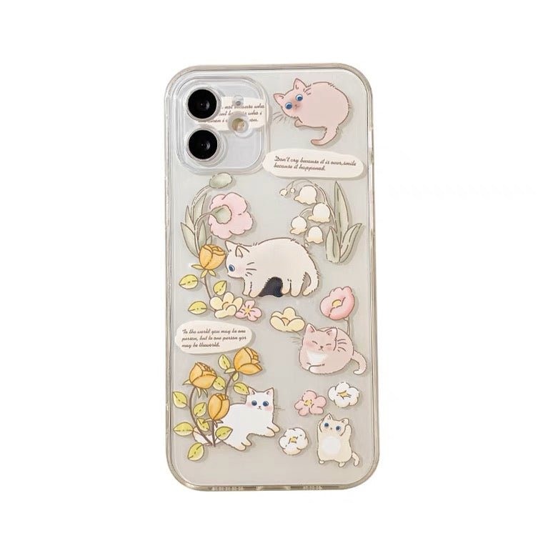 Kitten Cat in Flower Garden Forest Style iPhone case Kawaii Lovely Cute Lolita iPhone 6 7 8 PLUS SE2 XS XR X 11 12 13 14 15 Pro Promax 12mini 13mini KawaiiGiftLand
