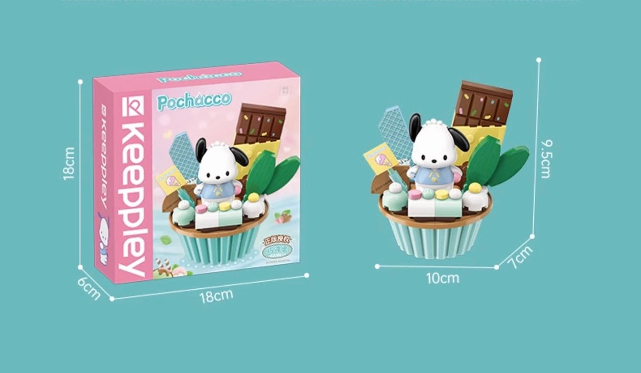 Sanrio Kuromi Dessert Mint Chocolate Cake Building Blocks Toy Collections KawaiiGiftLand