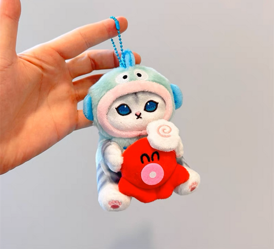Japan Artist Mofusand x Sanrio Cat Neko Crossover Hangyodon - 12cm 15cm 20cm Mascot Plush Doll Big Keychain KawaiiGiftLand